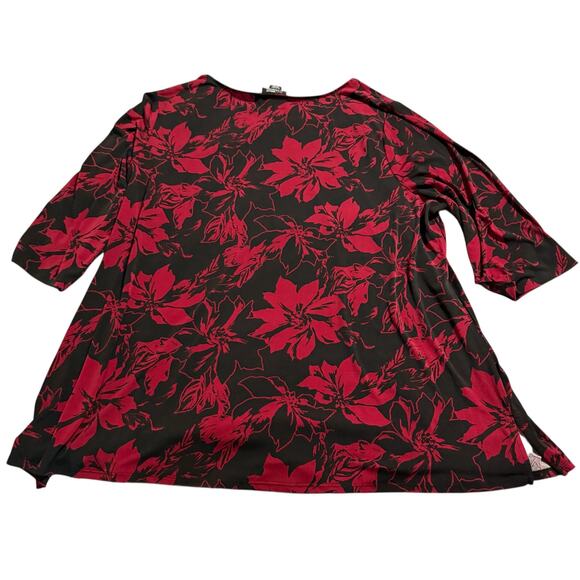 NWOT Catherines Women's Plus Size Anywear Tunic 3X 26/28W Red Black Floral - Picture 4 of 8